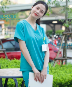 Bộ Scrubs Cổ Tim Màu Xanh Bạc Hà Cao Cấp - Mã SC06