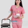 Bộ Scrubs Cổ Tim Màu Hồng Cao Cấp - Mã SC09