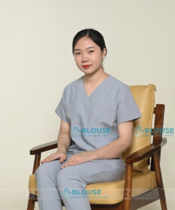 Bộ Scrubs Cổ Tim Màu Ghi Xám Cao Cấp - Mã SC05 (1)