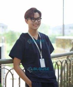 Bộ Scrubs Cổ Tim Màu Xanh Than Cao Cấp - Mã SC10 (1)
