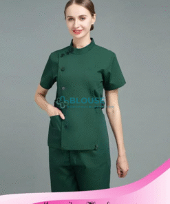 đồng phục nhân viên spa dưỡng sinh màu xanh lá mã sp014