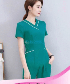đồng phục nhân viên spa màu xanh bạc hà mã sp010