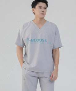Áo Scrub Nam Cotton Hàn Cao Cấp – Màu Ghi (1)