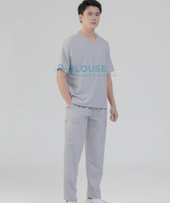 Áo Scrub Nam Cotton Hàn Cao Cấp – Màu Ghi (2)