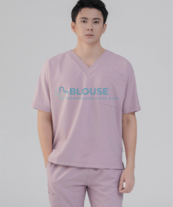 Áo Scrub Nam Cotton Hàn Cao Cấp – Màu Hồng Nhạt (1)