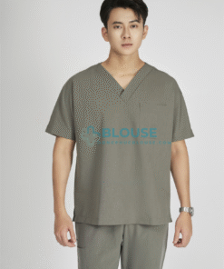 Áo Scrub Nam Cotton Hàn Cao Cấp – Màu Xám (1)