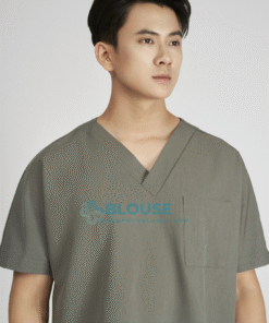Áo Scrub Nam Cotton Hàn Cao Cấp – Màu Xám (4)