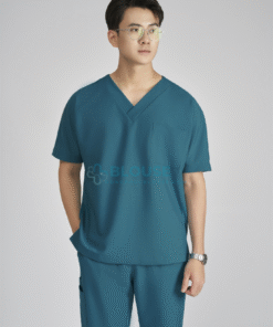 Áo Scrub Nam Cotton Hàn Cao Cấp – Màu Xanh Đậm (2)