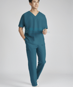 Áo Scrub Nam Cotton Hàn Cao Cấp – Màu Xanh Đậm (3)