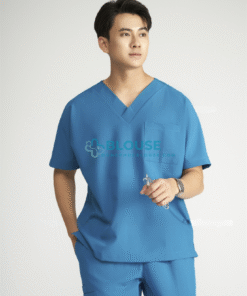 Áo Scrub Nam Cotton Hàn Cao Cấp – Màu Xanh Dương (2)