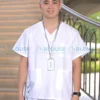 Bộ quần áo scrubs cổ tim cao cấp cho nam màu trắng2