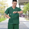bộ quần áo scrubs cổ tim cao cấp cho nam màu xanh lá