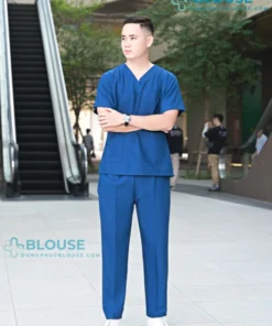 bộ quần áo scrubs cổ tim cao cấp cho nam màu xanh sẫm4