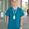 bộ quần áo scrubs cổ tim cao cấp màu xanh cổ vịt cho nam1