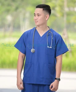 bộ quần áo scrubs cổ tim vải cotton hàn cao cấp cho nam1