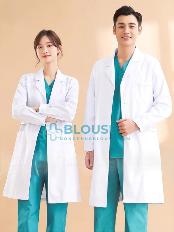 áo blouse trắng bác sĩ cao cấp dài tay cho cả nam và nữ