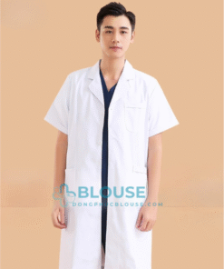 áo blouse trắng bác sĩ cao cấp kiểu dáng cộc tay cho nam