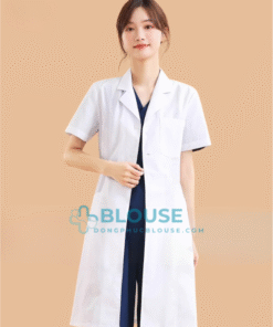 áo blouse trắng bác sĩ cao cấp kiểu dáng cộc tay cho nữ