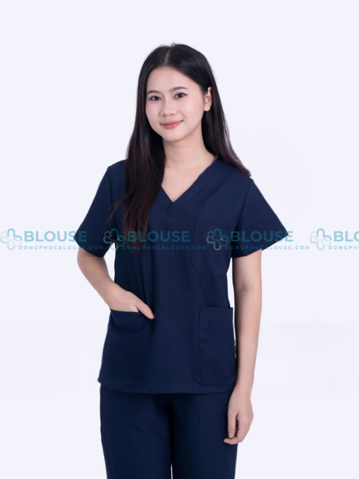bộ scrubs màu xanh than sử dụng vải Fionx