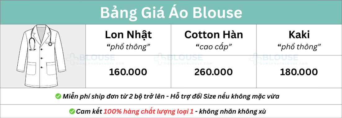 bảng giá áo blouse mới nhất tại đồng phục blouse