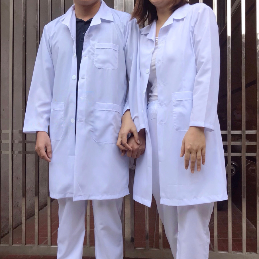 áo blouse trắng vải lon nhật dài tay