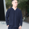 bộ scrubs cổ tim cao cấp kiểu dáng dài tay màu xanh than